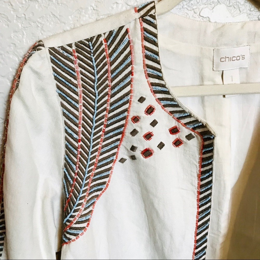 Chico’s Beaded Waist Length Cropped Jacket - M